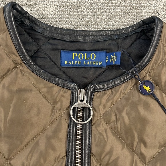 Polo Ralph Lauren Zip-Front Quilted Crop Jacket with faux leather trim - Picture 3 of 7